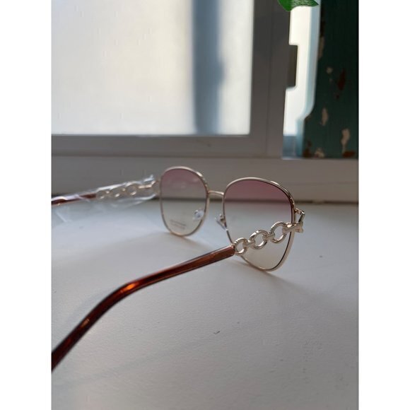 Desert Daze Round Frame‎ Metal Frame Gradient Lens Temple Design Sunglasses Pink
